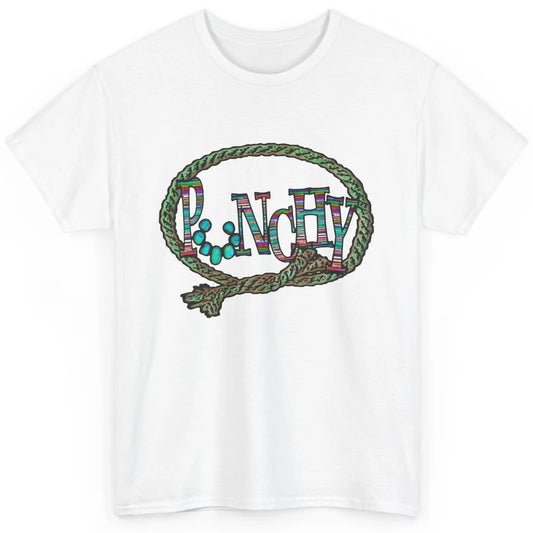 Retro Cowgirl Punchy Cowhide Turquoise Lasso Western Cowboy Classic Unisex T-Shirt