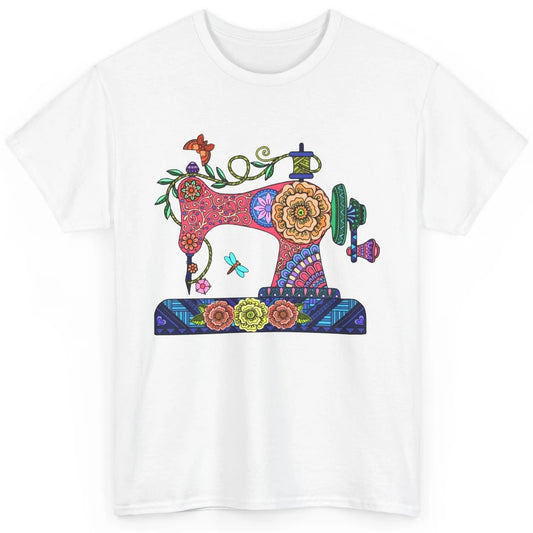 Retro Floral Sewing Machine Sew Blessed Quilting Lovers Classic Unisex T-Shirt