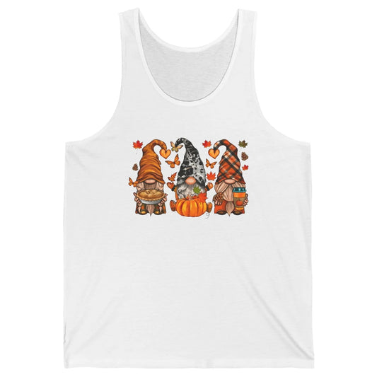 Retro Fall Gnomies Pumpkin Falling Leaves Thanksgiving Gnome Unisex Jersey Tank