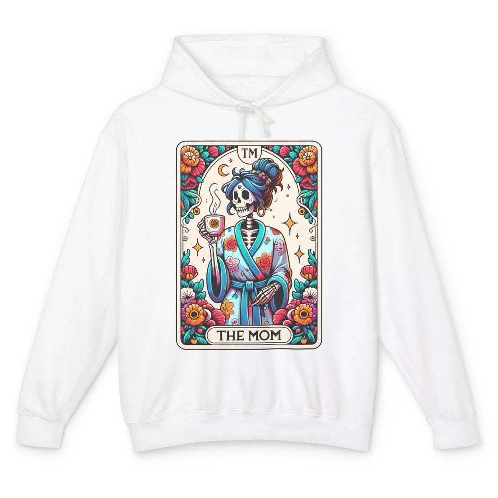 Retro Floral Skeleton The Mom Tarot Card Halloween Mom Life Unisex Lightweight Hoodie