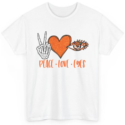 Optician Halloween Peace Love Eyes Optometrist Pumpkin Gift Classic Unisex T-Shirt
