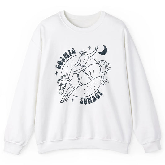 Retro Cowboy Riding Cosmic Cowboy Western Country Cowgirl Unisex Crewneck Sweatshirt