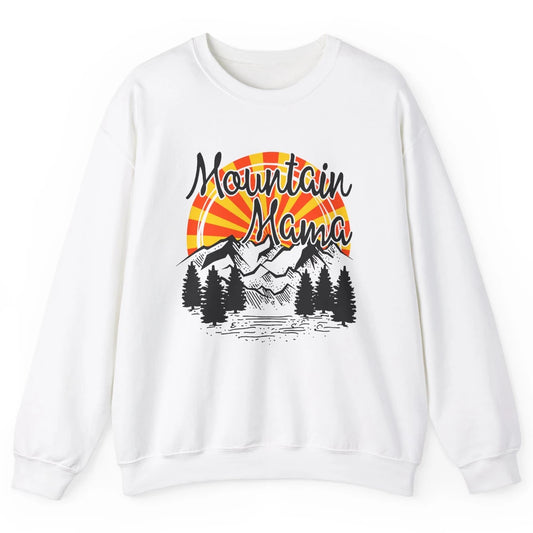 Retro Rainbow Sunset Mountain Mama Hiking Mom Climbing Unisex Crewneck Sweatshirt
