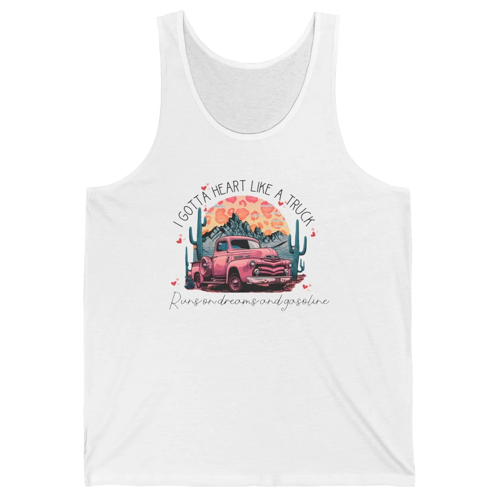 Retro Desert Cactus Got A Heart Like Truck Western Valentine Unisex Jersey Tank