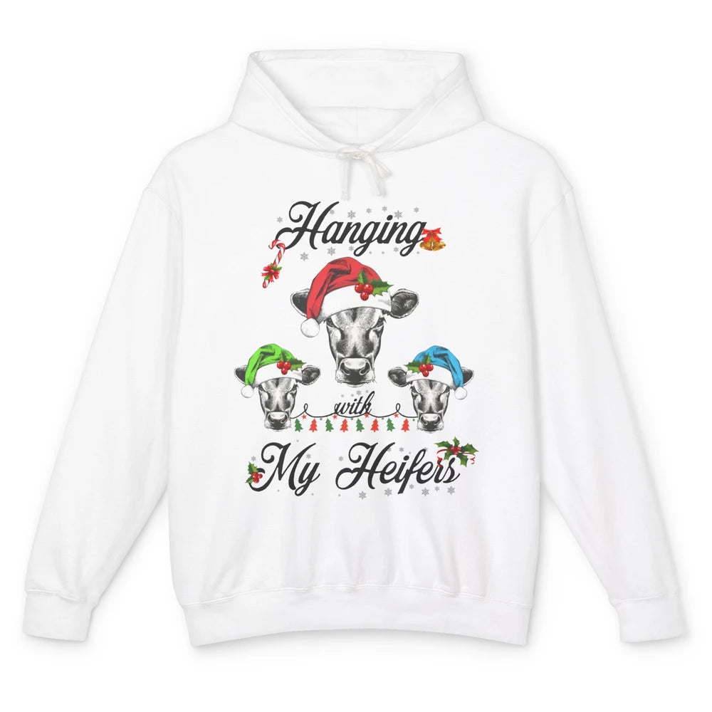 Funny Hanging With My Heifers Santa Heifer Christmas Costume Unisex Lightweight Hoodie