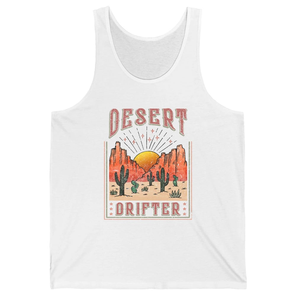Retro Desert Cactus Sunset Desert Drifter Western Country Unisex Jersey Tank