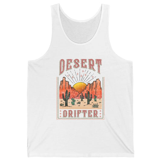 Retro Desert Cactus Sunset Desert Drifter Western Country Unisex Jersey Tank