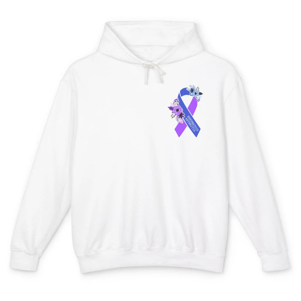 Rheumatoid Arthritis RA Awareness Support Blue Purple Ribbon Unisex Lightweight Hoodie