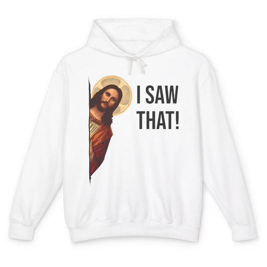 Funny Jesus Christ I Saw That Meme Religious Cool Retro God Unisex Lightweight Hoodie