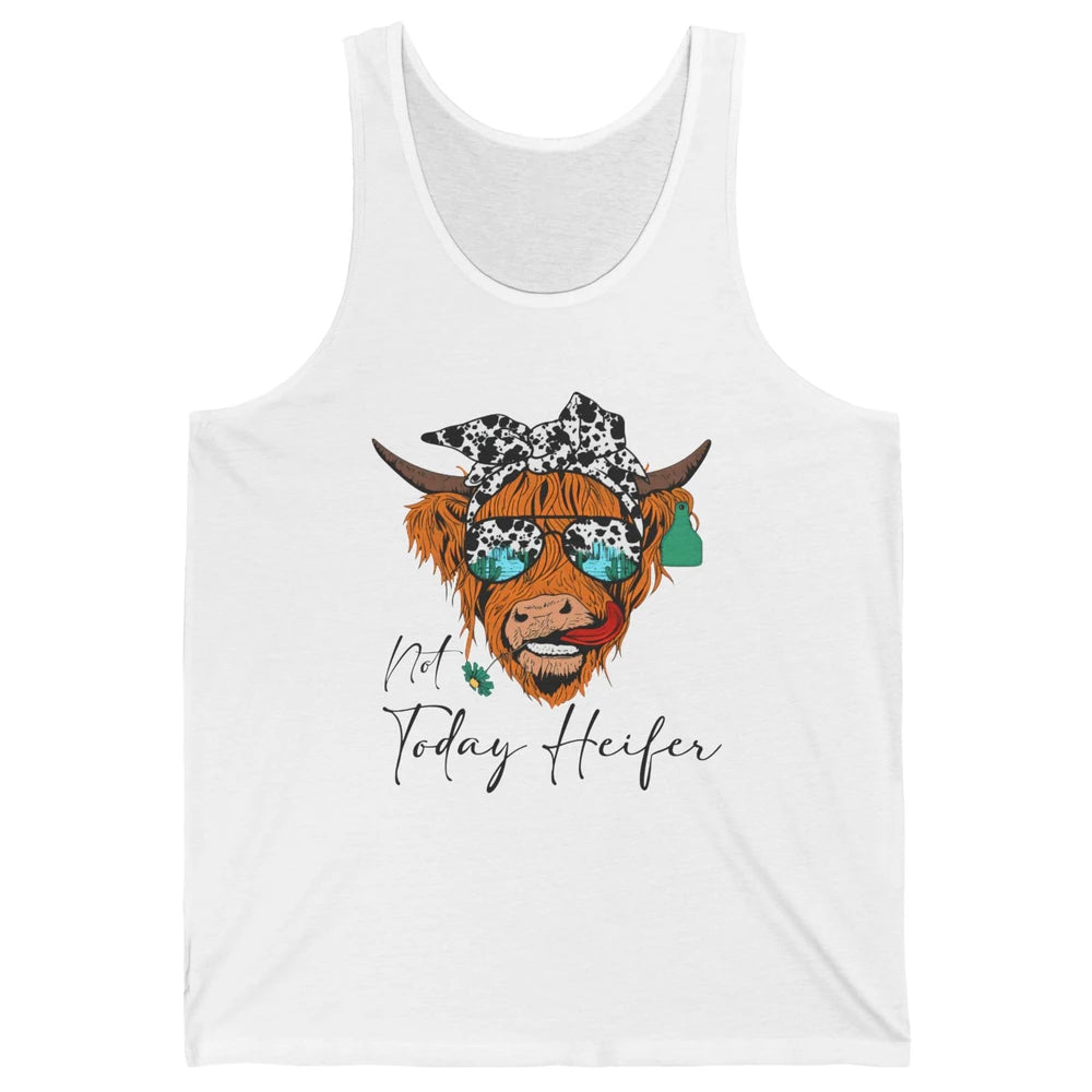 Desert Highland Cow Sunglasses Not Today Heifer Cow Lovers Unisex Jersey Tank