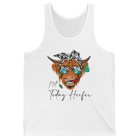 Desert Highland Cow Sunglasses Not Today Heifer Cow Lovers Unisex Jersey Tank