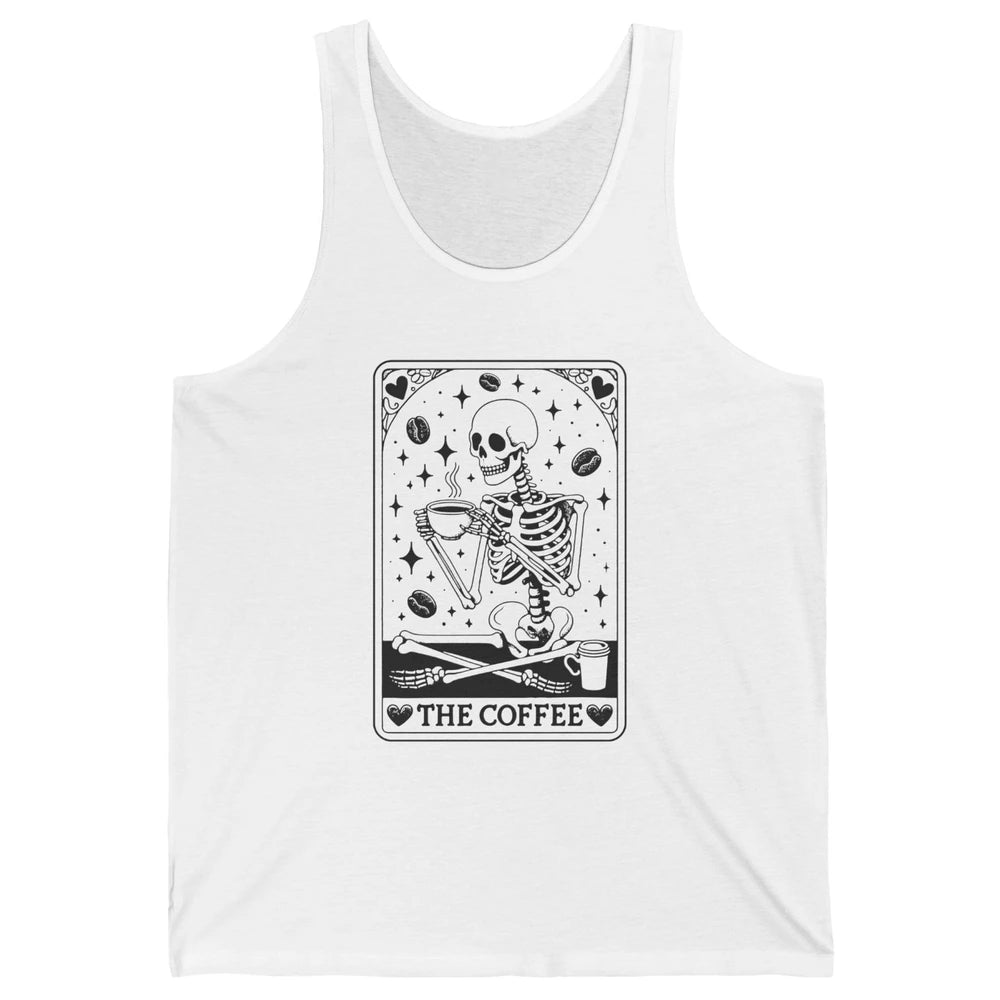 Funny Skeleton The Coffee Tarot Card Witchcraft Halloween Unisex Jersey Tank