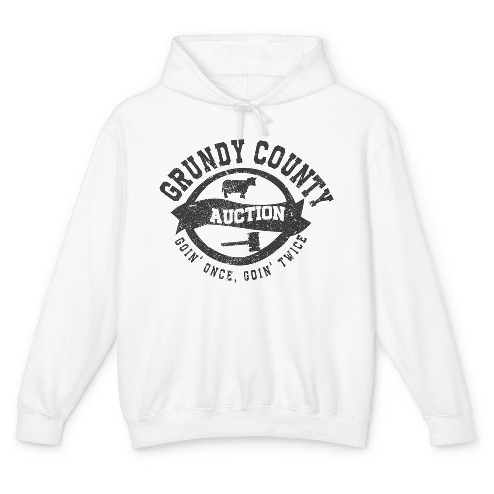 Retro Bull Skull Grundy County Auction Western Country Farm Unisex Lightweight Hoodie