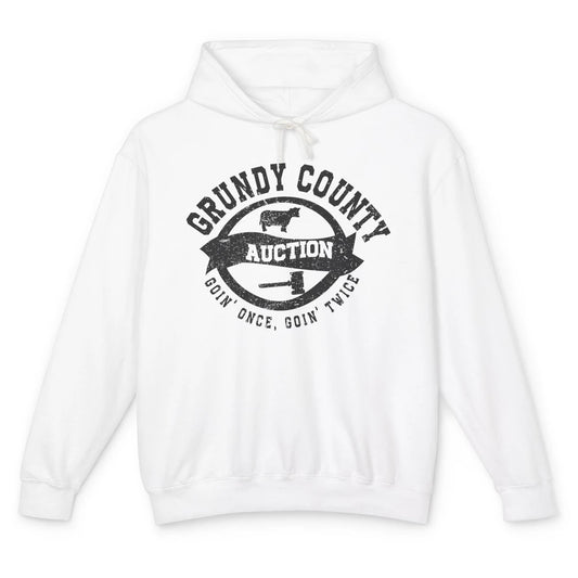 Retro Bull Skull Grundy County Auction Western Country Farm Unisex Lightweight Hoodie