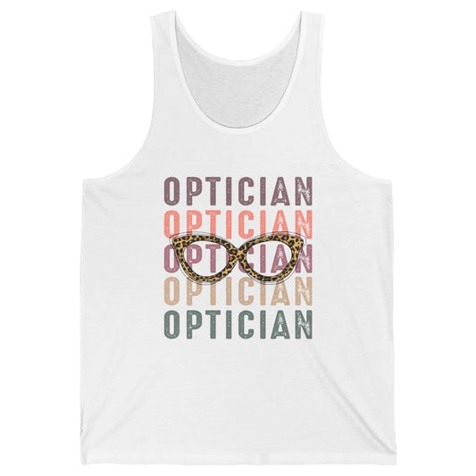 Retro Optometrist Leopard Eyeglasses Optician Ophthalmology Unisex Jersey Tank