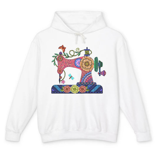Retro Floral Sewing Machine Sew Blessed Quilting Lovers Unisex Lightweight Hoodie