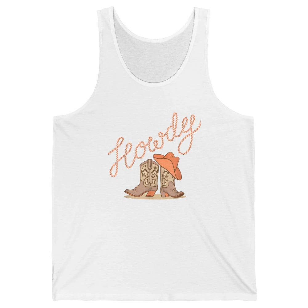 Retro Howdy Cowboy Hat Boots Western Country Cowgirl Music Unisex Jersey Tank
