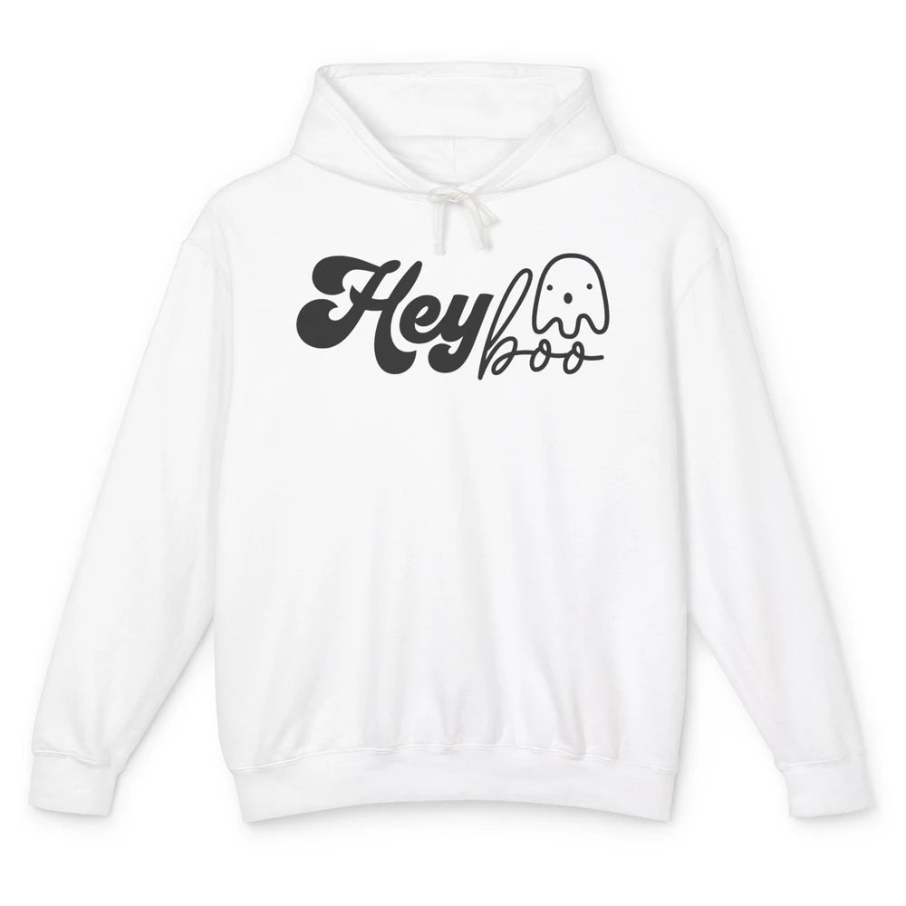 Funny Ghost Hey Boo Pumpkin Halloween Autumn Thanksgiving Unisex Lightweight Hoodie