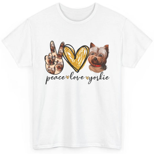 Peace Love Yorkie Dog Lovers Yorkshire Terrier Dad Mom Gift Classic Unisex T-Shirt