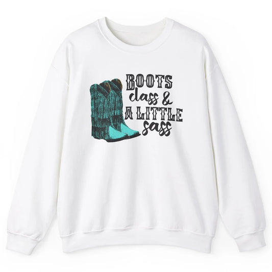 Retro Cowgirl Boots Class Little Sass Cowboy Western Country Unisex Crewneck Sweatshirt