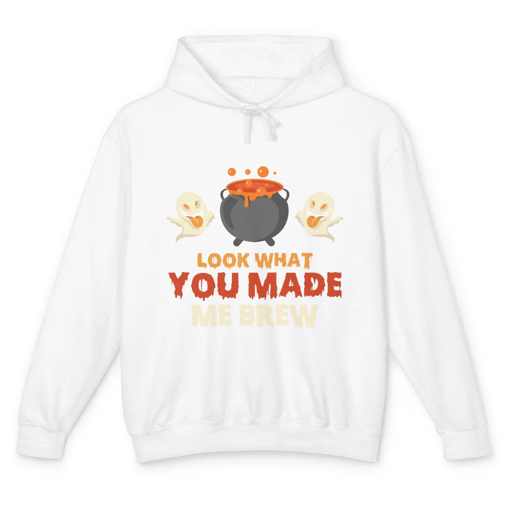 Funny Look What You Made Me Brew Boo Halloween Spooky Season Unisex Lightweight Hoodie