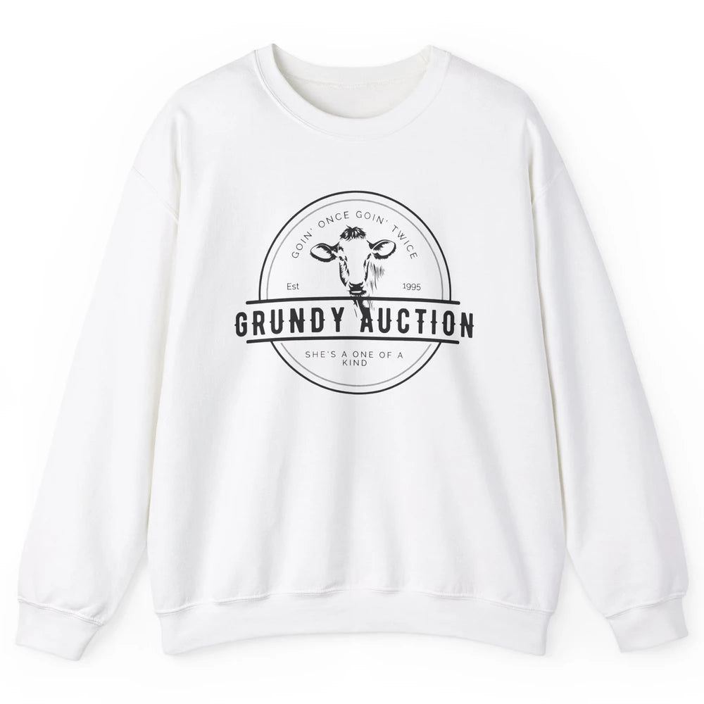 Retro Cow Cattle Grundy County Auction Western Country Farm Unisex Crewneck Sweatshirt