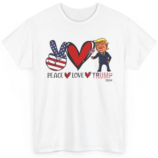 Peace Love Trump 2024 US Flag President Trump Return Support Classic Unisex T-Shirt