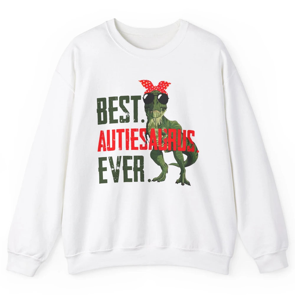 Retro Funny T Rex Best Auntiesaurus Ever Dinosaur Aunt Gift Unisex Crewneck Sweatshirt