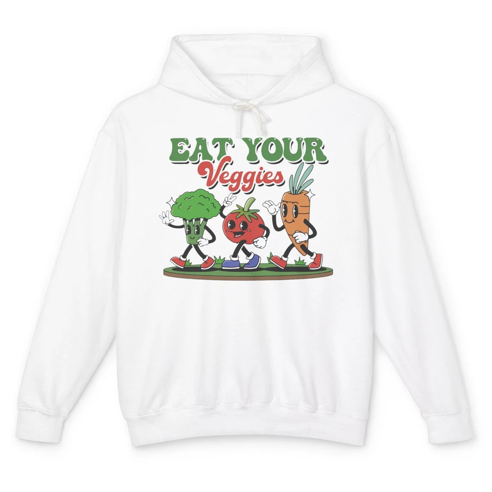 Retro Farm Fruit Eat Your Veggies Gardening Vegan Farmer Unisex Lightweight Hoodie