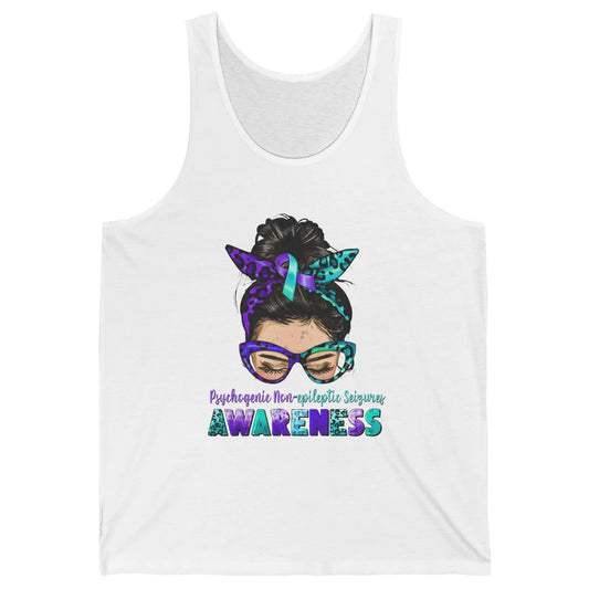 Psychogenic Non-epileptic Seizures PNES Ribbon Messy Bun Mom Unisex Jersey Tank