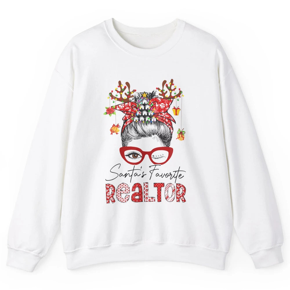 Merry Christmas Xmas Santa Messy Hair Realtor Real Estate Unisex Crewneck Sweatshirt