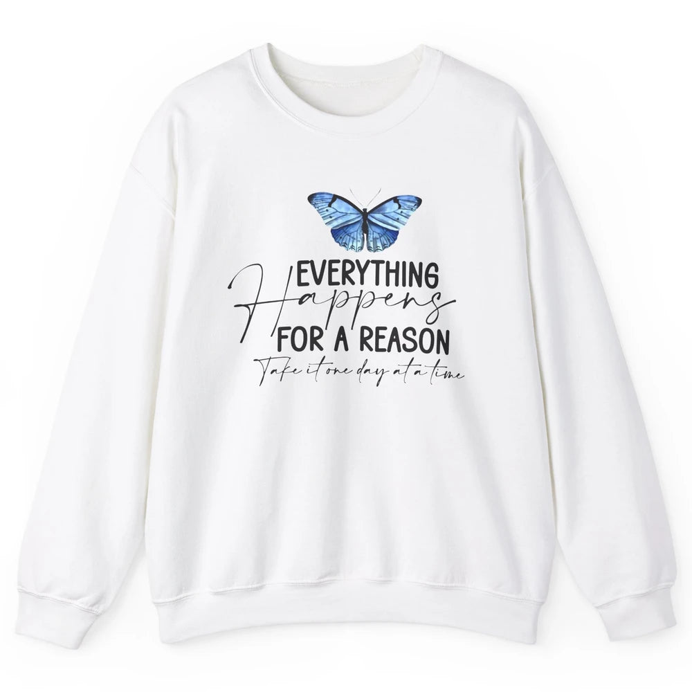 Retro Groovy Everything Happens For A Reason Inspirational Unisex Crewneck Sweatshirt