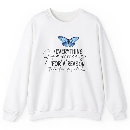 Retro Groovy Everything Happens For A Reason Inspirational Unisex Crewneck Sweatshirt