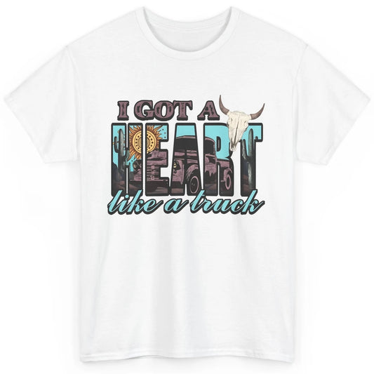 Retro Desert Bull Skull I Got A Heart Like A Truck Western Classic Unisex T-Shirt