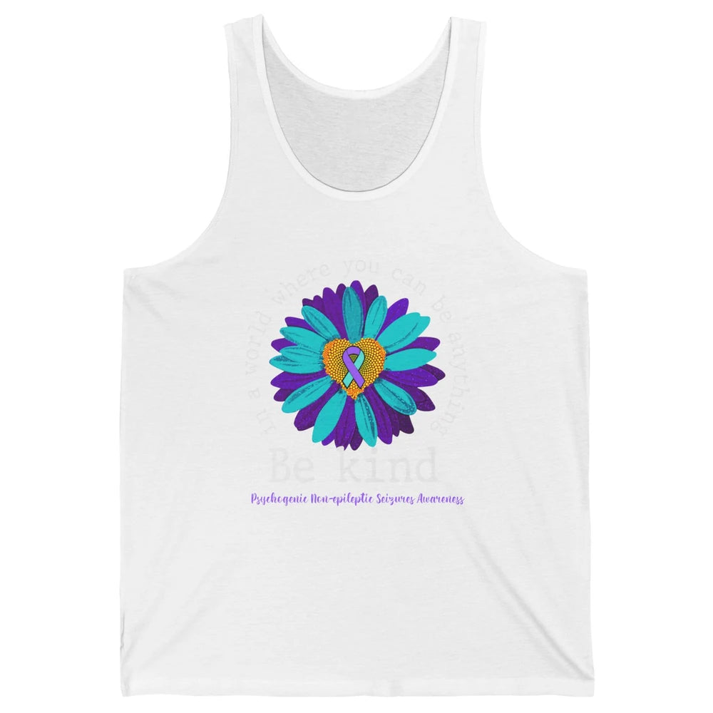 PNES Awareness Purple Teal Ribbon Sunflower Be Kind Unisex Jersey Tank