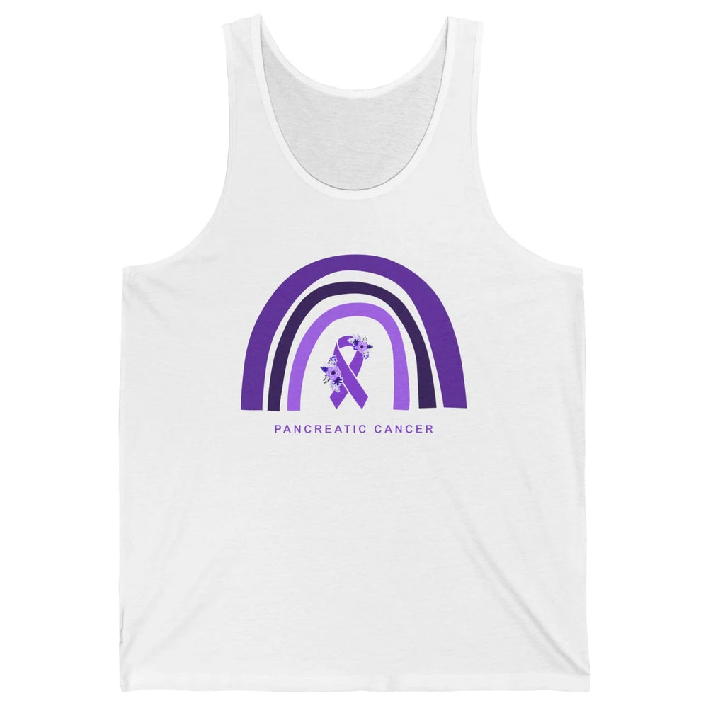 Pancreatic Cancer Awareness Floral Purple Ribbon Rainbow Unisex Jersey Tank
