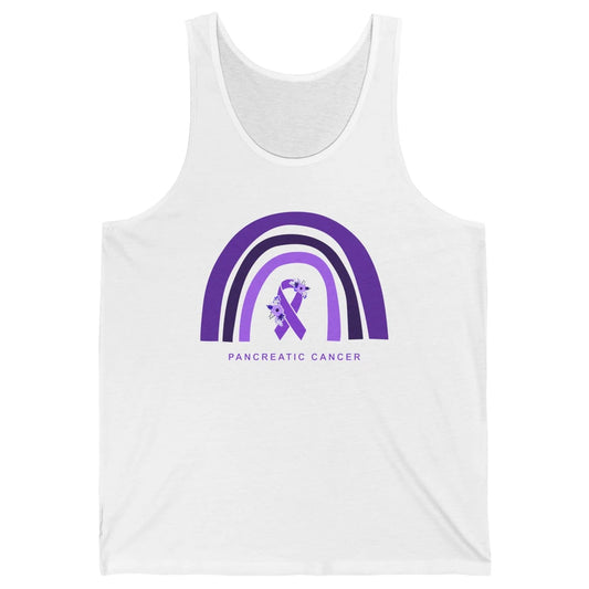 Pancreatic Cancer Awareness Floral Purple Ribbon Rainbow Unisex Jersey Tank