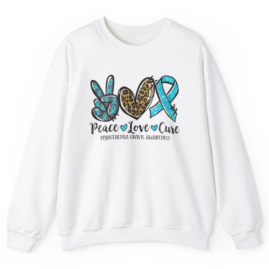 Myasthenia Gravis Awareness Ribbon Peace Love Cure Leopard Unisex Crewneck Sweatshirt