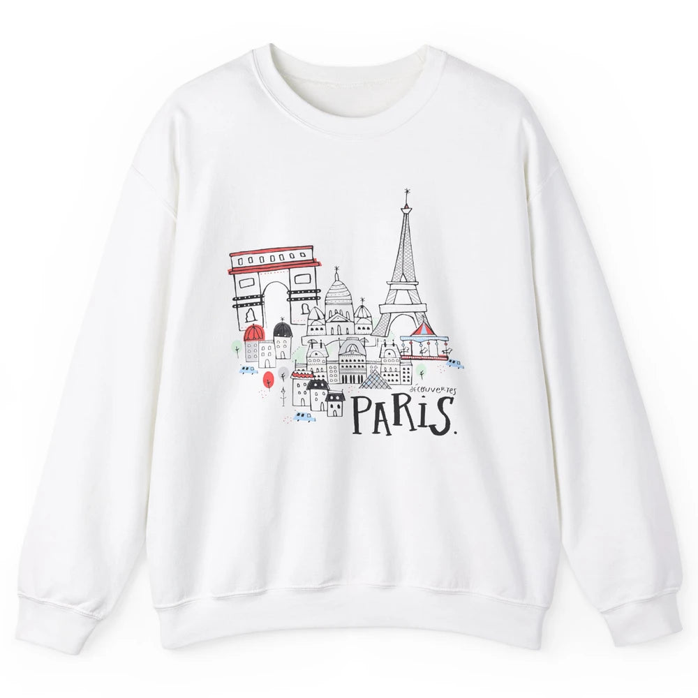 Paris Eiffel Tower Travel France Gift Paris Skyline Unisex Crewneck Sweatshirt