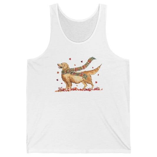 Funny Golden Retriever Autumn Falling Leaves Halloween Fall Unisex Jersey Tank
