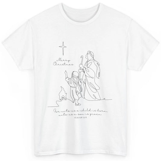 Merry Christmas Unto Us Child Is Born Christian Bible Verse Classic Unisex T-Shirt