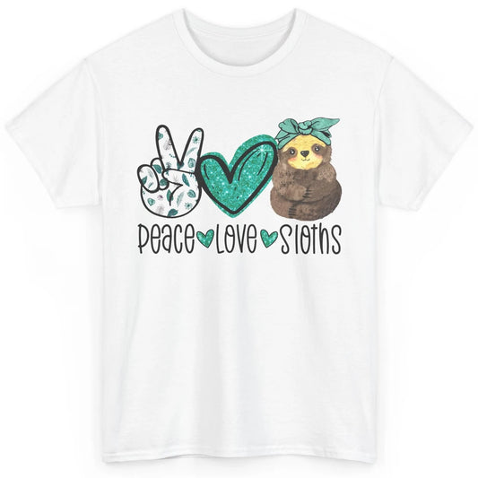 Peace Love Sloths Cute Baby Sloth With Bandana Sloth Lovers Classic Unisex T-Shirt