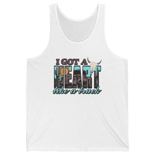 Retro Desert Bull Skull I Got A Heart Like A Truck Western Unisex Jersey Tank
