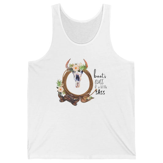 Retro Cowgirl Boots And Hat Boots Class A Little Sass Cowboy Unisex Jersey Tank