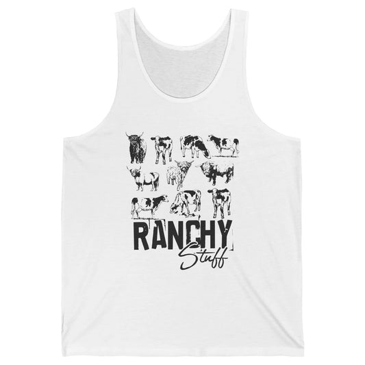Retro Highland Cow Heifer Ranchy Stuff Western Country Gift Unisex Jersey Tank