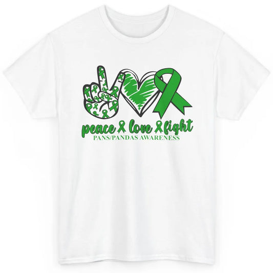 PANS/PANDAS Awareness Green Ribbon Peace Love Cure Classic Unisex T-Shirt