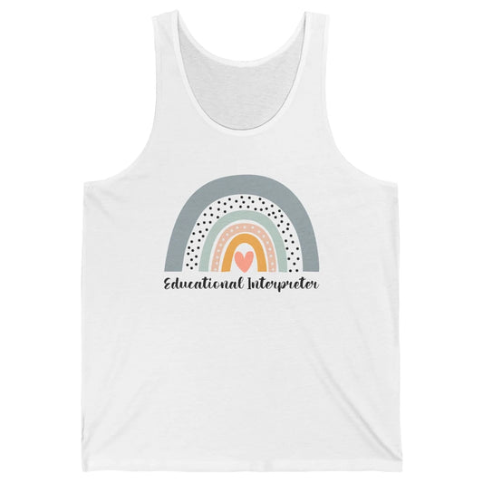 Retro Boho Rainbow Educational Interpreter Back To School Unisex Jersey Tank
