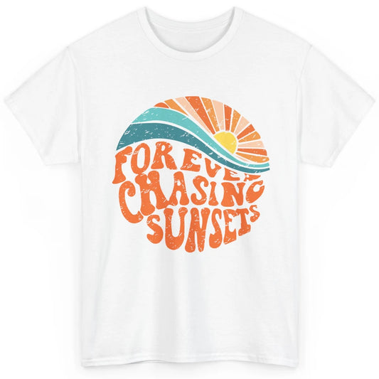 Retro Rainbow Forever Chasing Sunset Hippie Girl Peace Lover Classic Unisex T-Shirt