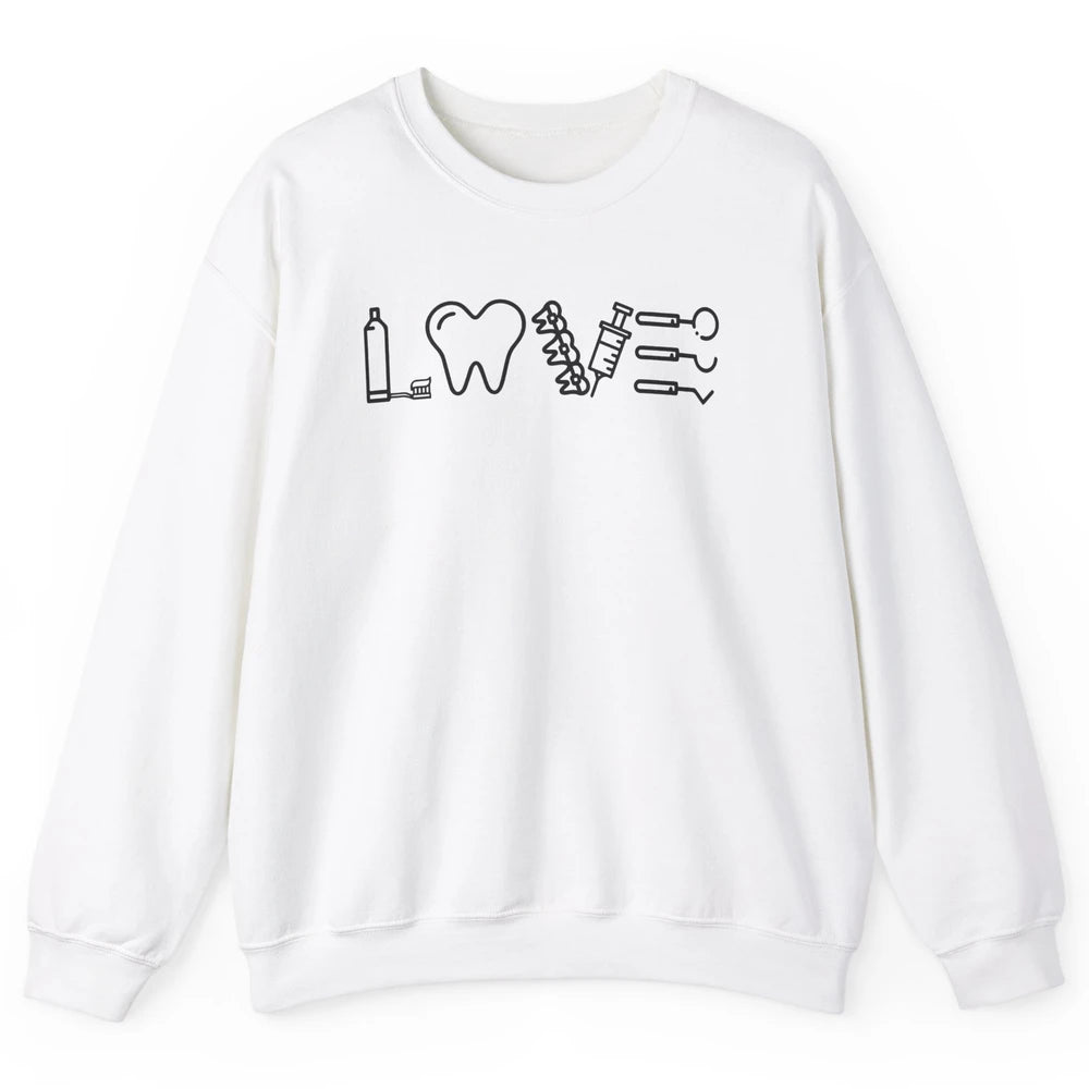 Retro Dental Hygienist Life Love Dental Tools Dentist Life Unisex Crewneck Sweatshirt