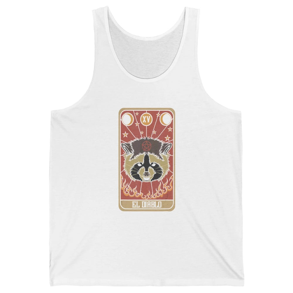 Raccoon Tarot Card Satanic Trash Panda Crescent Halloween Unisex Jersey Tank